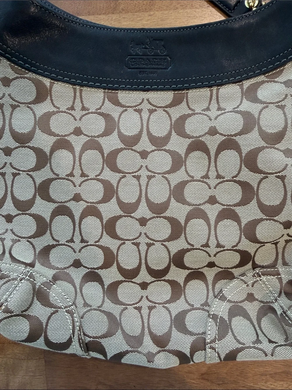 Coach Tan and Dark Brown Signature Canvas Hobo Bag *NWT*